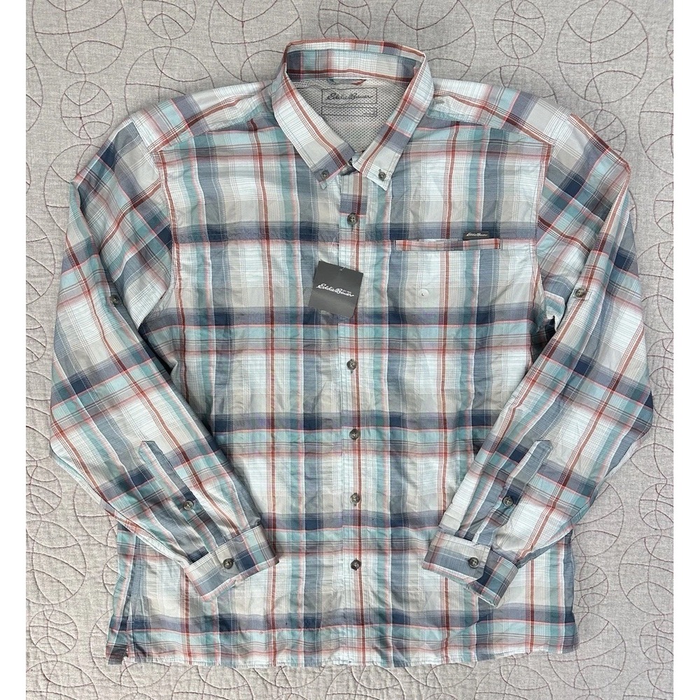 Eddie Bauer‎ Rainier Button Front Shirt Multicolor Nordic Plaid / Men's Large